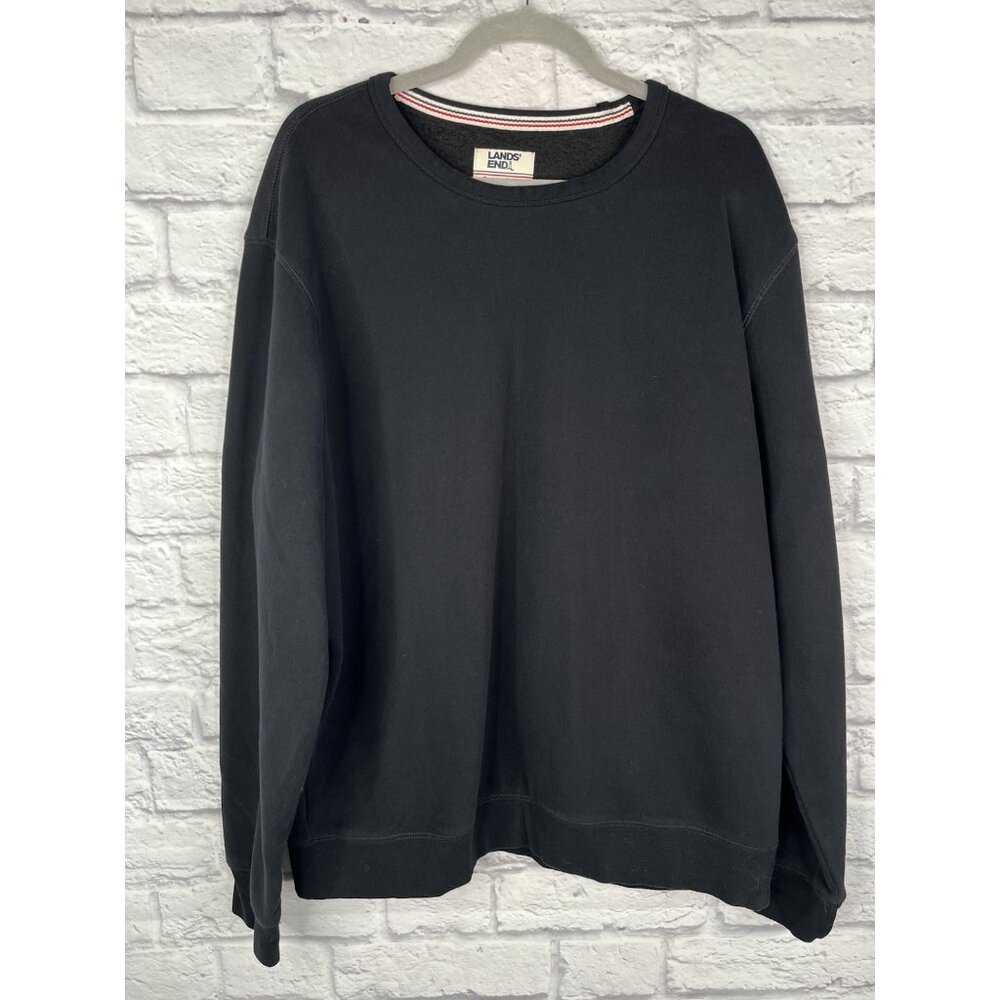 LANDS' END Serious Sweats Men's Black Crew Neck Sweatshirt XL - Picture 1 of 5